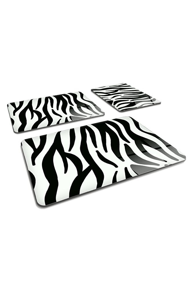 3'lü Takım Zebra Desen | Cam Kesme Tahtası - Cam Kesme Tablası