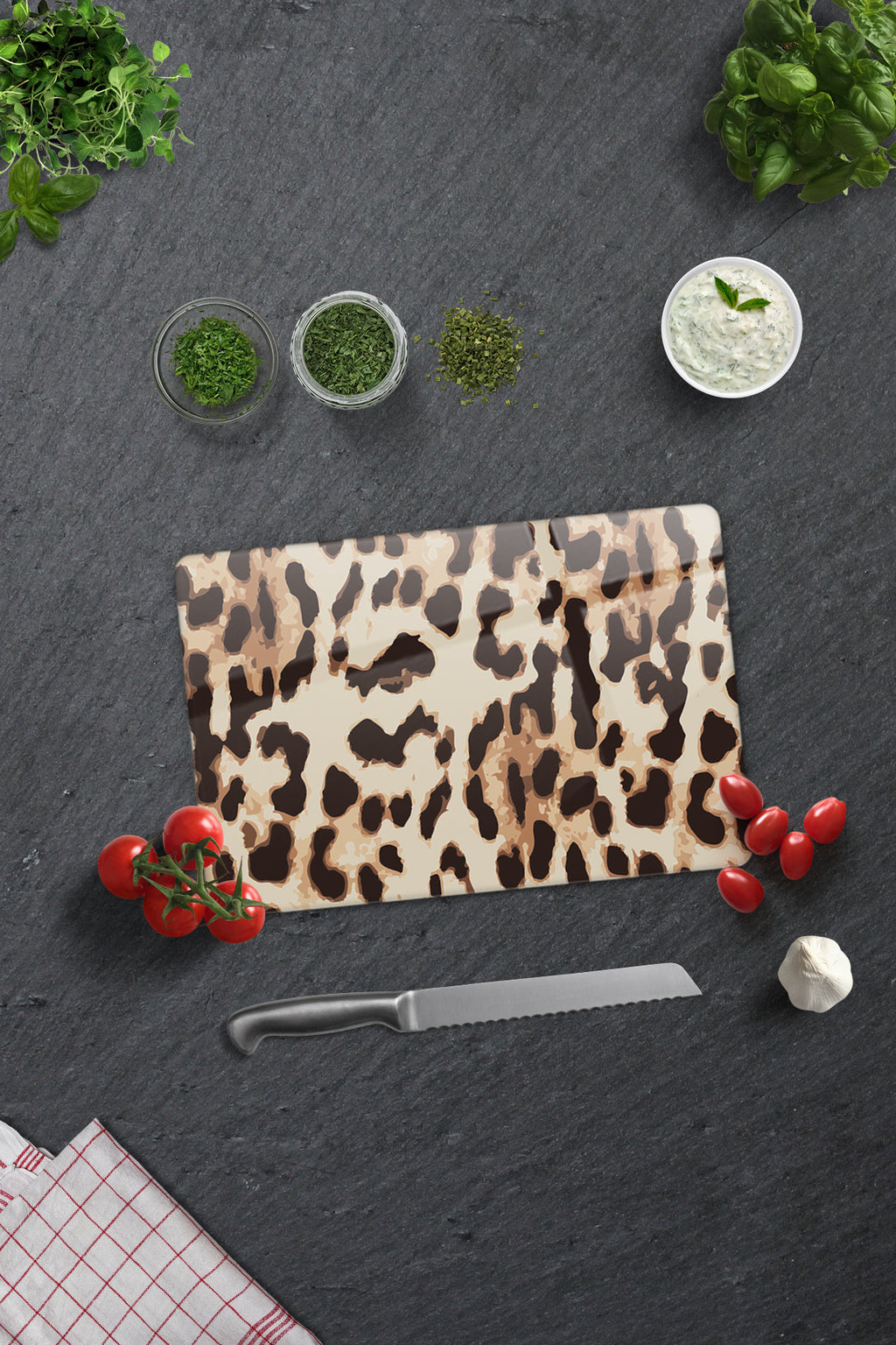 Leopar Desen | Cam Kesme Tahtası - Cam Kesme Tablası | 20cm X 30cm