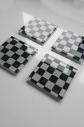 Cam Bardak Altlığı | 4'lü Takım Damalı Desen | 10cm X 10cm