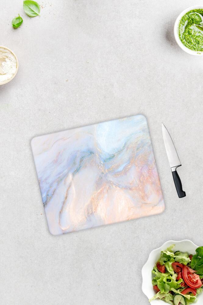 Supreme Mermer Görünümlü | Cam Kesme Tahtası - Cam Kesme Tablası | 29cm X 34cm