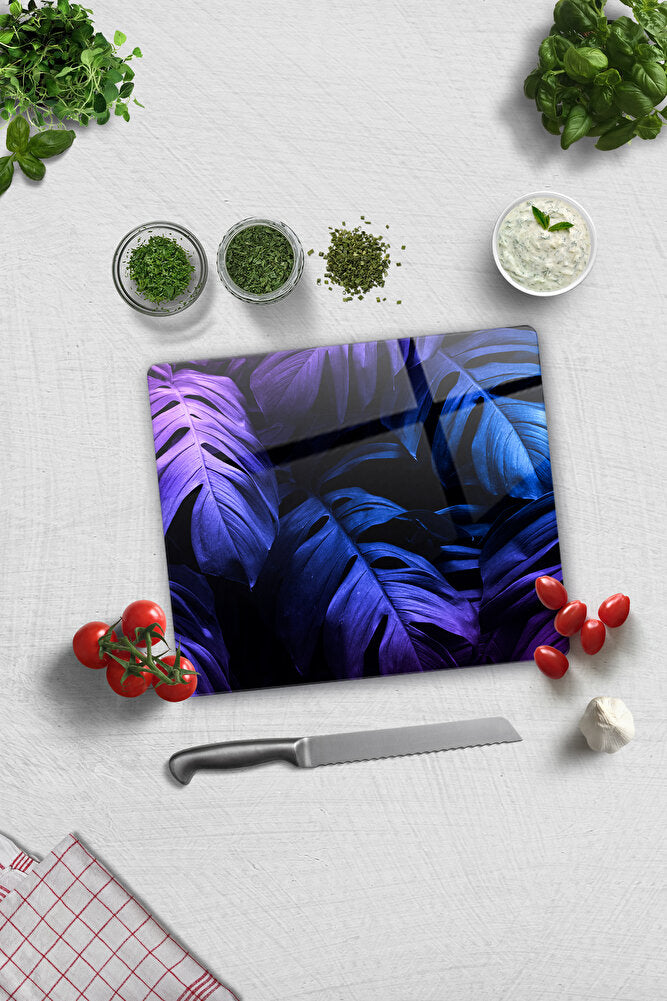 Cam Kesme Tahtası - Cam Kesme Tablası | Tropik Palmiye | 29cm x 34cm
