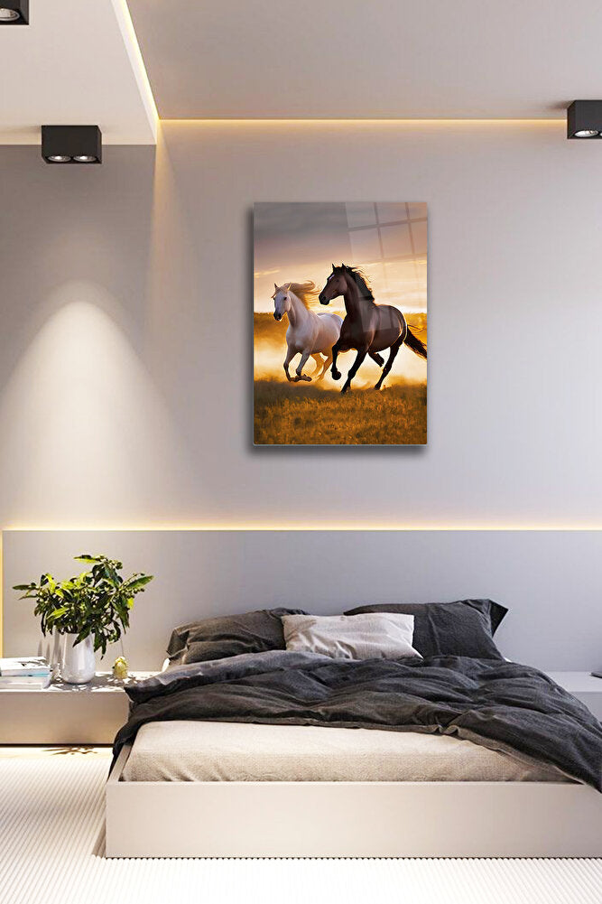 Cam Tablo | Koşan Atlar | 50cm x 70cm