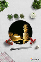 Altın Ananas | Cam Kesme Tahtası - Cam Kesme Tablası | Çap32 Cm