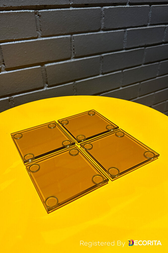 Cam Bardak Altlığı | Bronz Cam | 4'lü Takım | 10cm x 10cm