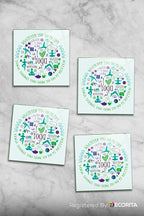 Cam Bardak Altlığı | I Love Yoga | 4'lü Takım | 10cm X 10cm