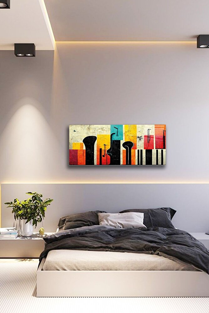 Cam Tablo | Modern Art Serisi | Renkli Silüet | 50cm x 100cm