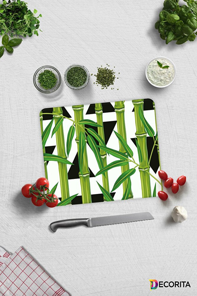 Bamboo Desen | Cam Kesme Tahtası - Cam Kesme Tablası | 29cm X 34cm