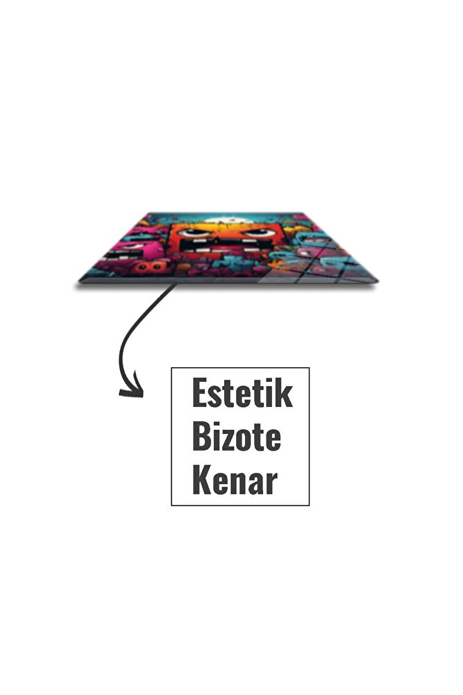 Cam Mouse Pad | Cam Masa Matı | Cute Monsters | Small | 18cm X 22cm