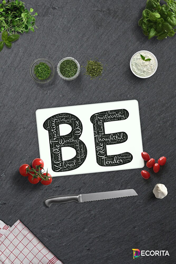 Being Temalı | Cam Kesme Tahtası - Cam Kesme Tablası | 29cm x 34cm