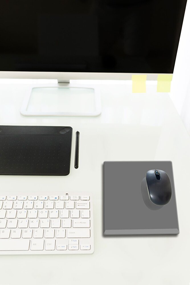 Cam Mouse Pad | Cam Masa Matı | Düz Renk - Gri | Large | 40cm X 80cm