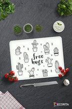 Free Hugs | Cam Kesme Tahtası - Cam Kesme Tablası | Çap 32cm
