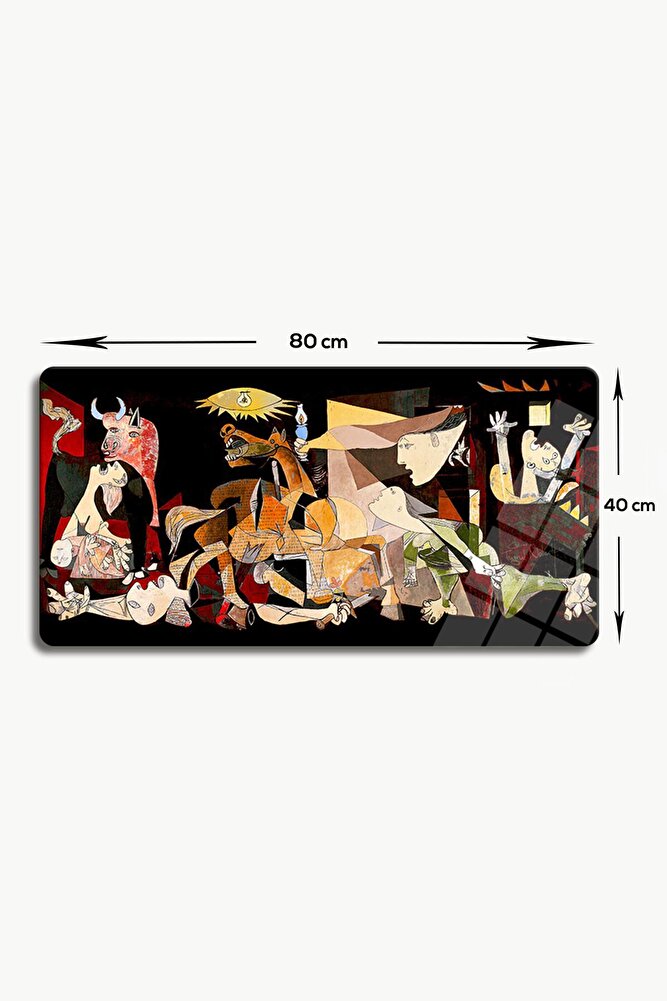 Cam Tablo | Klasik Tablo | Pablo Picasso | Guernica | Renkli | 40cm X 80cm