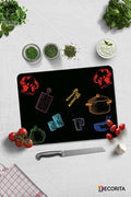 Renkli Tahta | Cam Kesme Tahtası - Cam Kesme Tablası | Siyah Fon | 30cm X 40cm