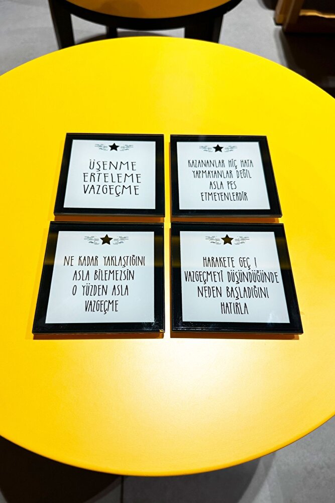 Cam Bardak Altlığı | Kişisel Motivasyon | 4'lü Takım | 10cm x 10cm