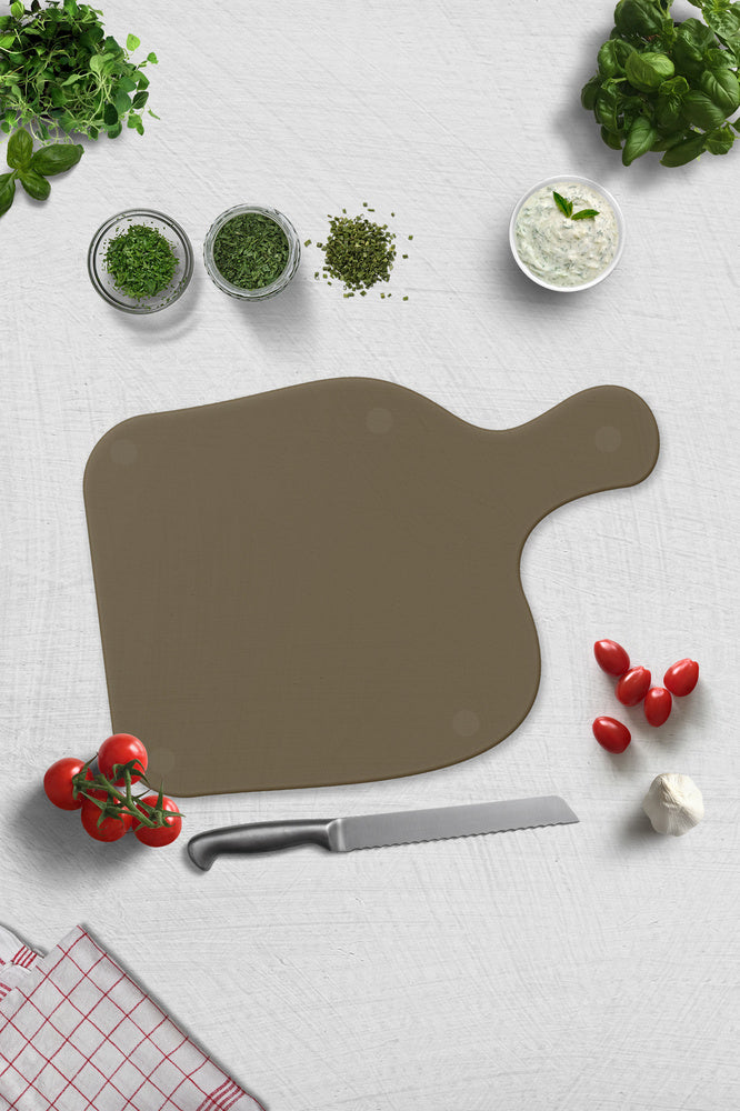 Saplı Cam Kesme Tahtası - Cam Kesme Tablası | Bronz Cam | 28cm x 40cm