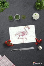 Flamingo Desen | Cam Kesme Tahtası - Cam Kesme Tablası | 29 cm x 34 cm