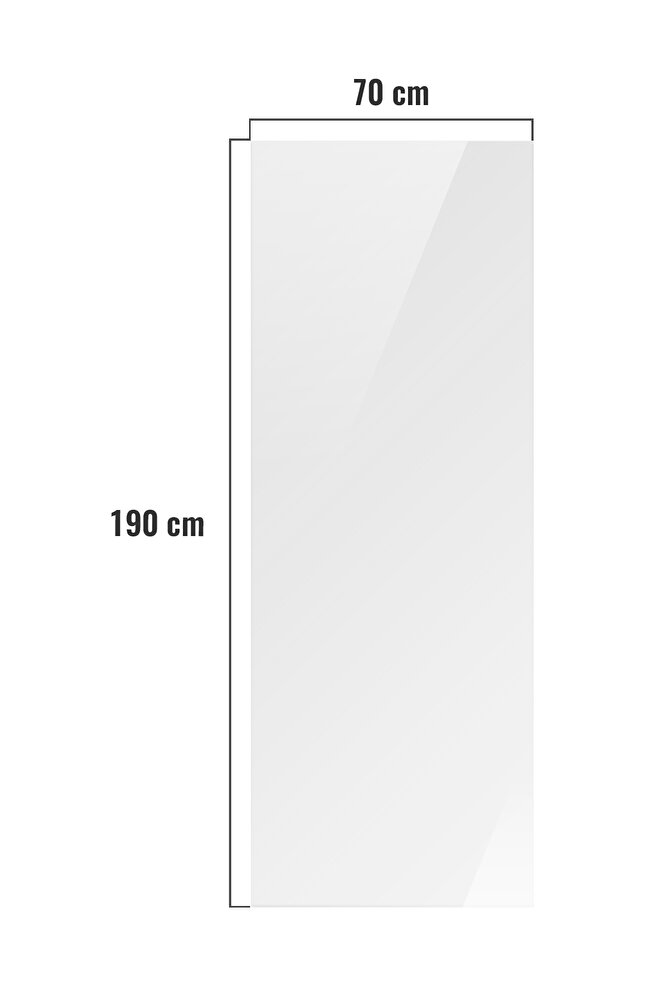 Cam Duşakabin Seperatör - Sabit Panel | Saydam Cam | Siyah Profil | 70cm x 190cm