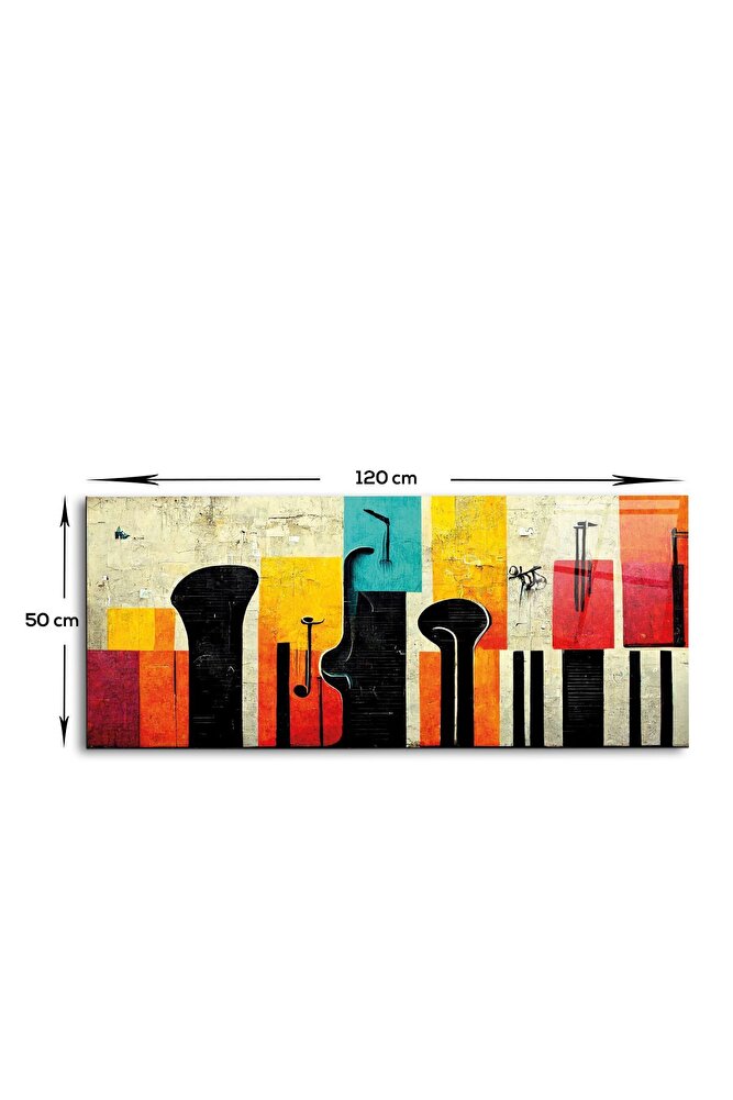 Cam Tablo | Modern Art Serisi | Renkli Silüet | 50cm x 100cm