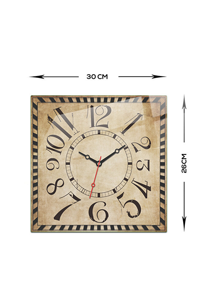 Cam Duvar Saati | Asimetrik Rakamlı Retro | 32cm x 32cm