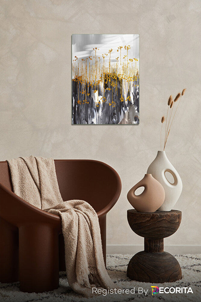 Cam Tablo | Romantik Seri | Altın Tomurcuk | 40cm x 60cm