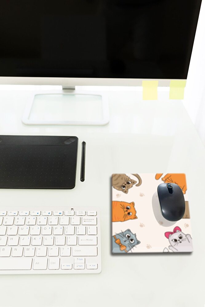 Cam Mouse Pad | Cam Masa Matı | Cat Mascot | Small | 18cm X 22cm