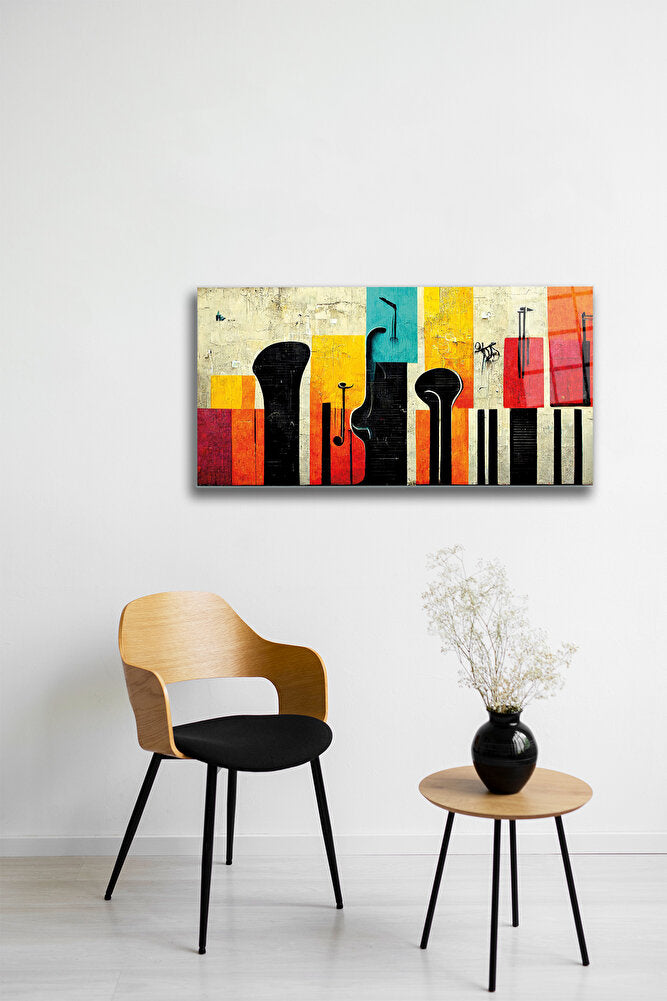 Cam Tablo | Modern Art Serisi | Renkli Silüet | 50cm x 100cm
