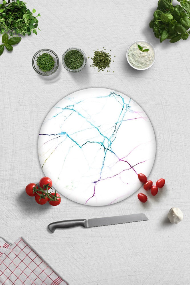 Cam Kesme Tahtası - Cam Kesme Tablası | Renkli Beyaz Mermer | 20cm x 30cm