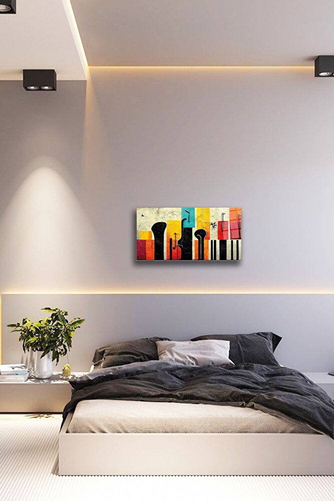 Cam Tablo | Modern Art Serisi | Renkli Silüet | 50cm x 100cm