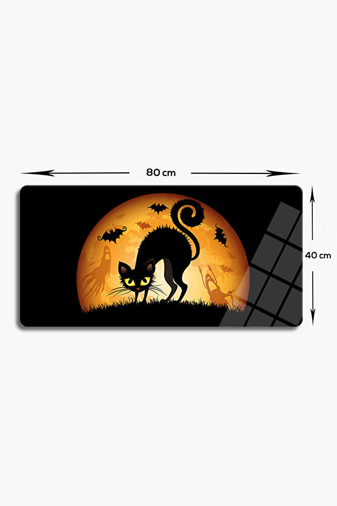Cam Tablo | Modern Art Serisi | Halloween Cat | 40cm x 80cm