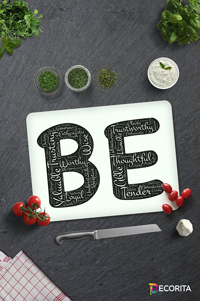Being Temalı | Cam Kesme Tahtası - Cam Kesme Tablası | 29cm x 34cm