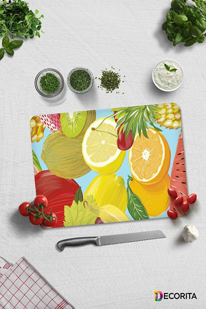 Ekşi Meyveler | Cam Kesme Tahtası - Cam Kesme Tablası | 20cm x 30cm