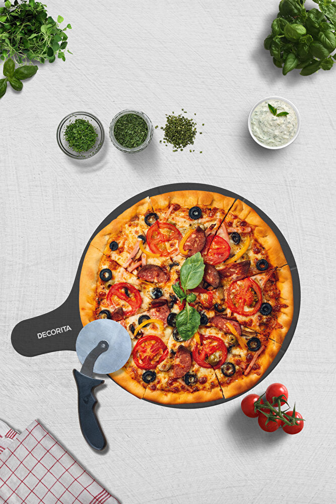 Pizza Saplı Kesim Kanallı Sunum Camı | Füme Cam | 36cm x 47cm