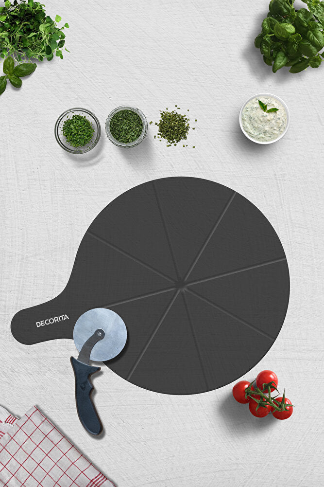 Pizza Saplı Kesim Kanallı Sunum Camı | Füme Cam | 36cm x 47cm