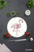 Flamingo Desen | Cam Kesme Tahtası - Cam Kesme Tablası | Daire Çap 32cm