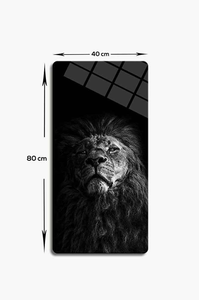 Cam Tablo | Modern Art Serisi | Black-White Lion | 3'lü Takım | 40cm x 80cm