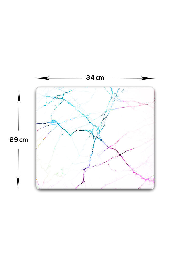 Cam Kesme Tahtası - Cam Kesme Tablası | Renkli Beyaz Mermer | 29cm x 34cm
