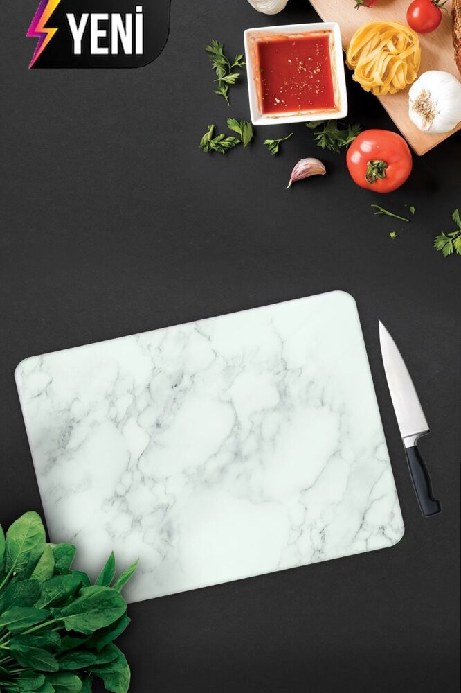 Klasik Mermer Desenli | Cam Kesme Tahtası - Cam Kesme Tablası | 30cm x 40cm