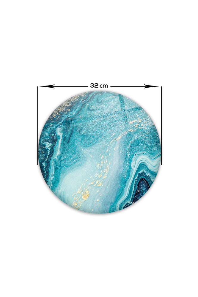 Cam Kesme Tablası - Cam Kesme Tahtası | Gold Detaylı Turkuaz Desen | 20cm x 30cm