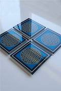 Cam Bardak Altlığı | 4'lü Takım Yaşam Çiçeği | 10cm X 10cm