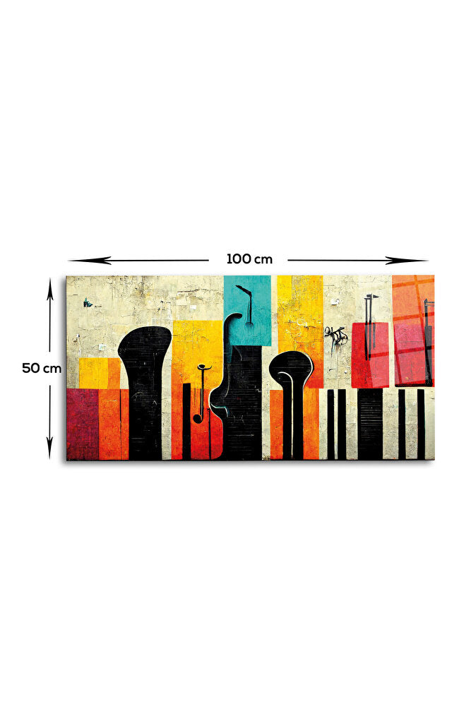 Cam Tablo | Modern Art Serisi | Renkli Silüet | 50cm x 100cm