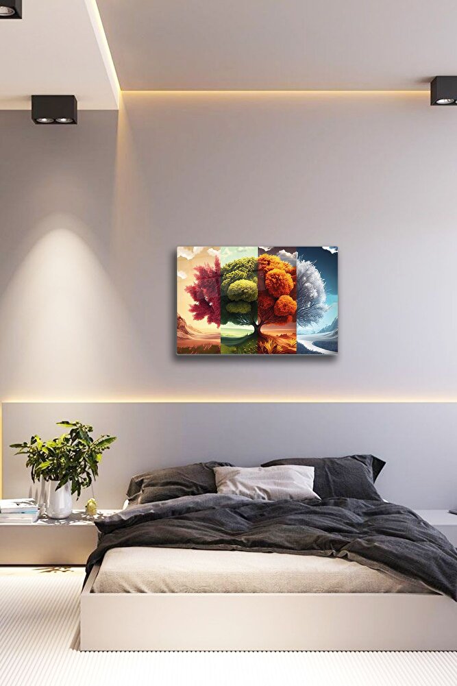 Cam Tablo | Four Season - İklim Ağacı | 40cm x 60cm