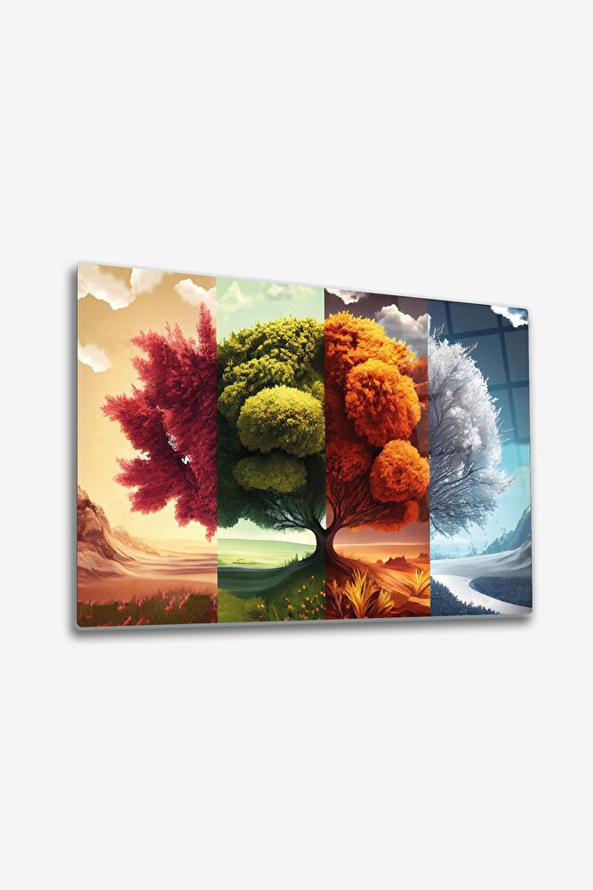 Cam Tablo | Four Season - İklim Ağacı | 40cm x 60cm