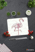 Flamingo Desen | Cam Kesme Tahtası - Cam Kesme Tablası | 29 cm x 34 cm