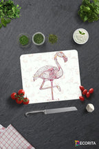 Flamingo Desen | Cam Kesme Tahtası - Cam Kesme Tablası | 29 cm x 34 cm