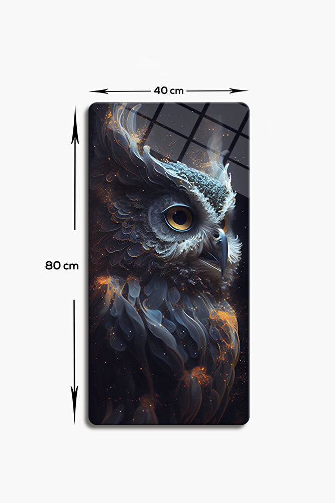 Cam Tablo | Modern Art Serisi | Grey Owl | 40cm x 80cm