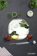 Zeytin Ve Limon Desen | Cam Kesme Tahtası - Cam Kesme Tablası | Çap32 Cm