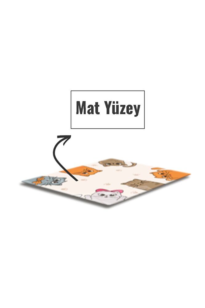 Cam Mouse Pad | Cam Masa Matı | Cat Mascot | Small | 18cm X 22cm