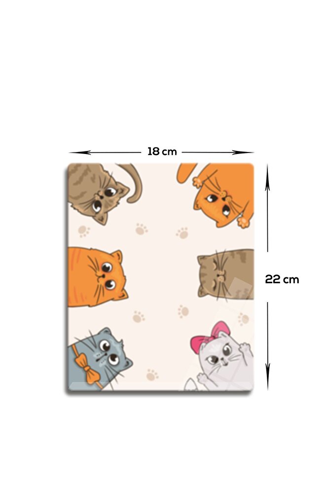 Cam Mouse Pad | Cam Masa Matı | Cat Mascot | Small | 18cm X 22cm