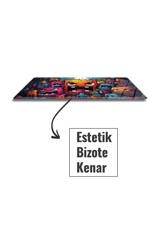 Cam Mouse Pad | Cam Masa Matı | Cute Monsters | Small | 18cm X 22cm