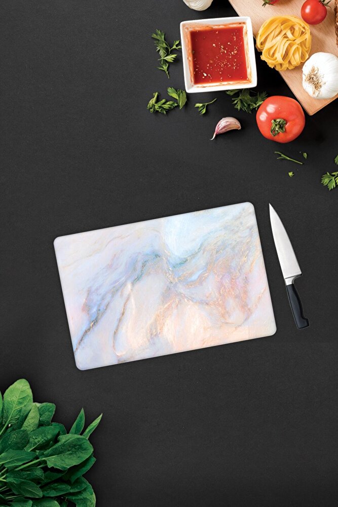 Supreme Mermer Görünümlü | Cam Kesme Tahtası - Cam Kesme Tablası | 20cm X 30cm